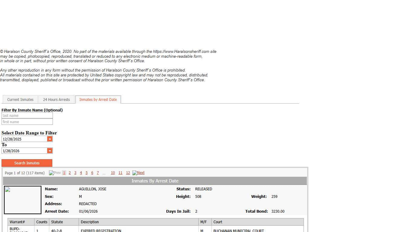 Inmates by Arrest Date