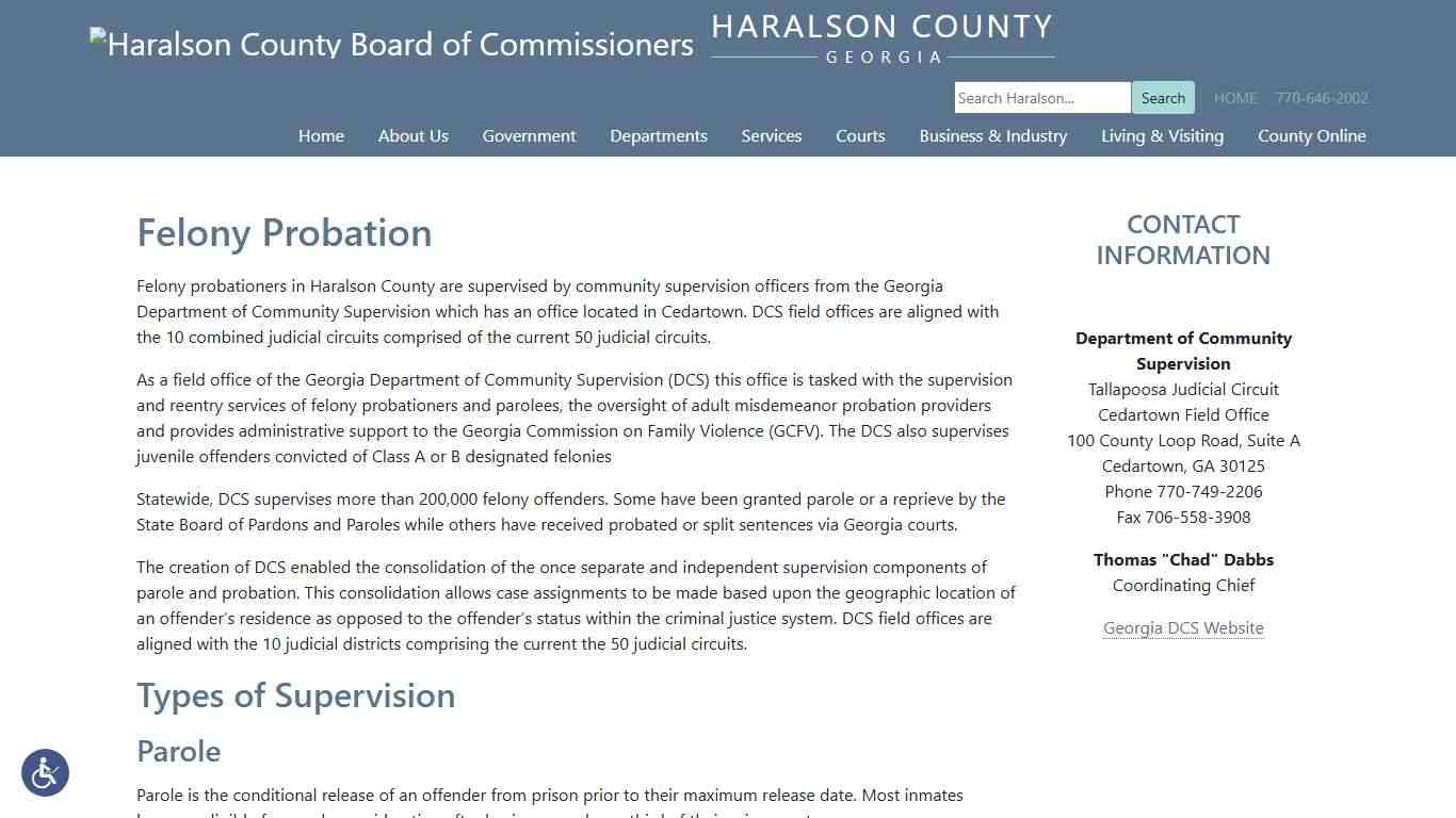 Felony Probation - Haralson County Board of Commissioners